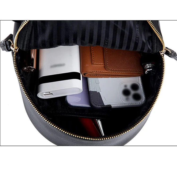 AZB197- Soft Pu Striped Chain Diamond Quilted TAX FREE Myanmar Made Ladies Backpack Pu Leather Korean Style Backpack for Girls