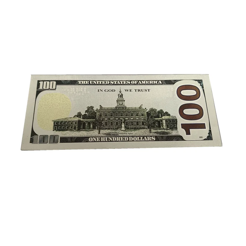 High Quality USA Silver Foil 100 Dollar Plastic Bills Silver Foil Banknote