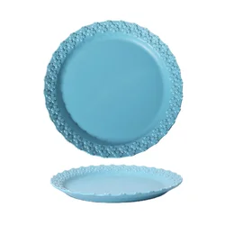 Matte Color Glaze Stoneware Dinnerware Flower Embossed Ceramic Dinner Plate Set Tableware