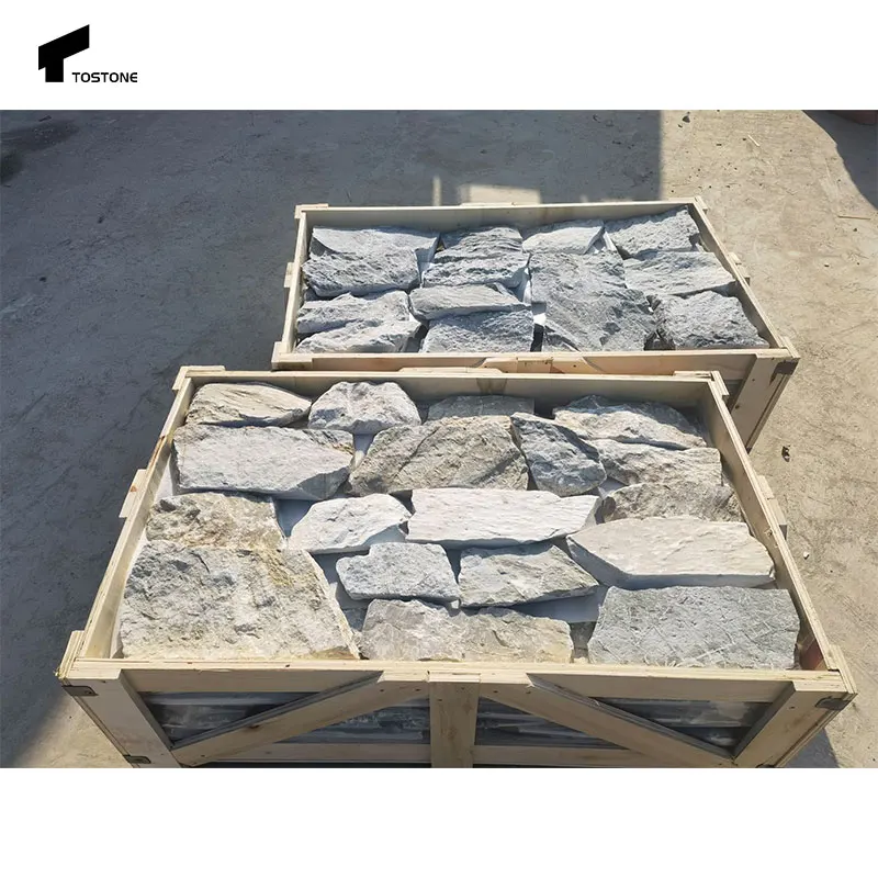 Tostone Light Blue Chinese Limestone Bluestone Exterior Wall Ledgestone Tile Decoration Natural Surface Finishing Antacid Slate