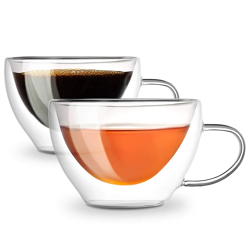 
Wholesale Customized 13 oz Tea Cups Double Walled Thermal Borosilicate Glass Insulated Cup Coffee, Espresso Tea Cappuccino 