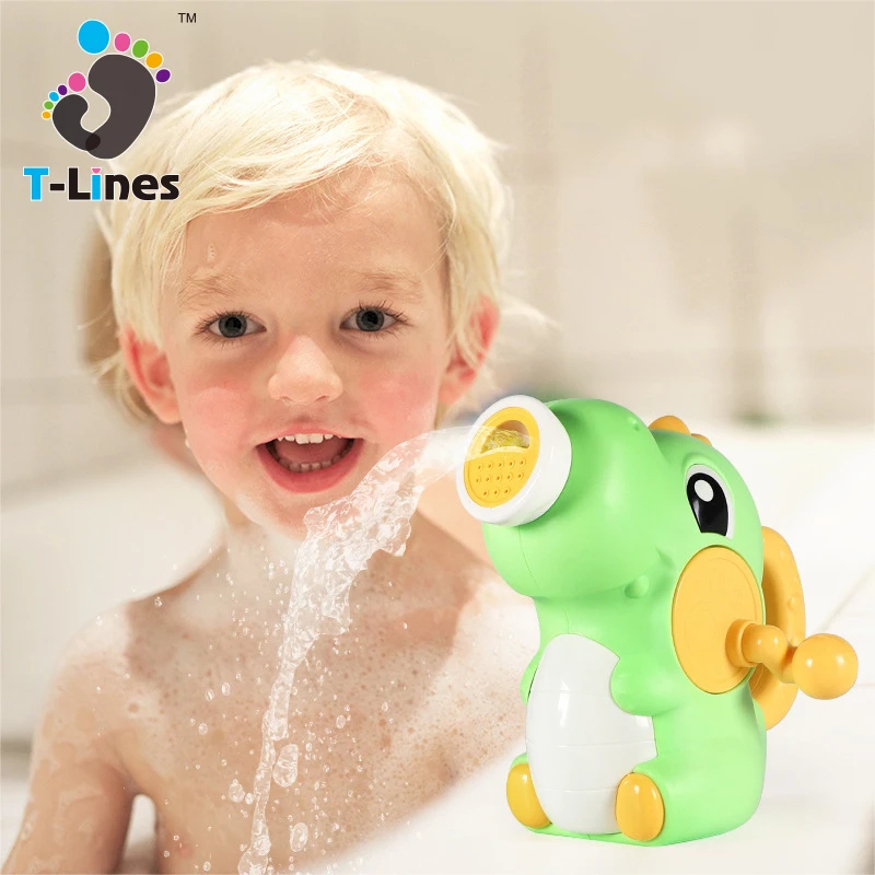 Новый летний детский распылитель воды динозавр Игрушки для ванны с ручным приводом для малышей