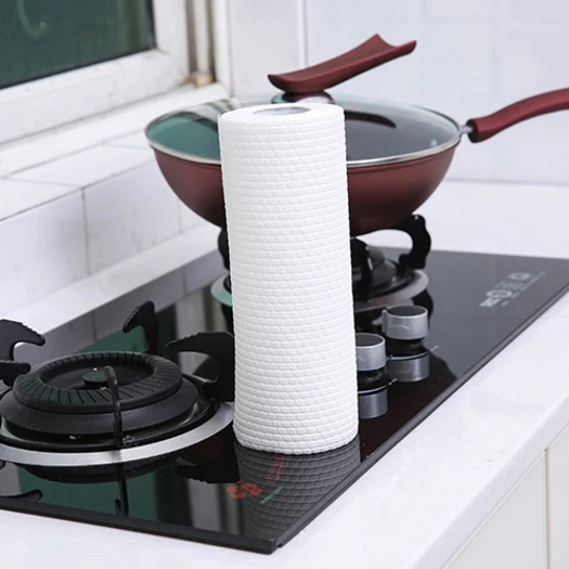 Low price spunlace nonwoven fabric printed disposable kitchen towels rags cleaning kitchen tissue roll paper towel