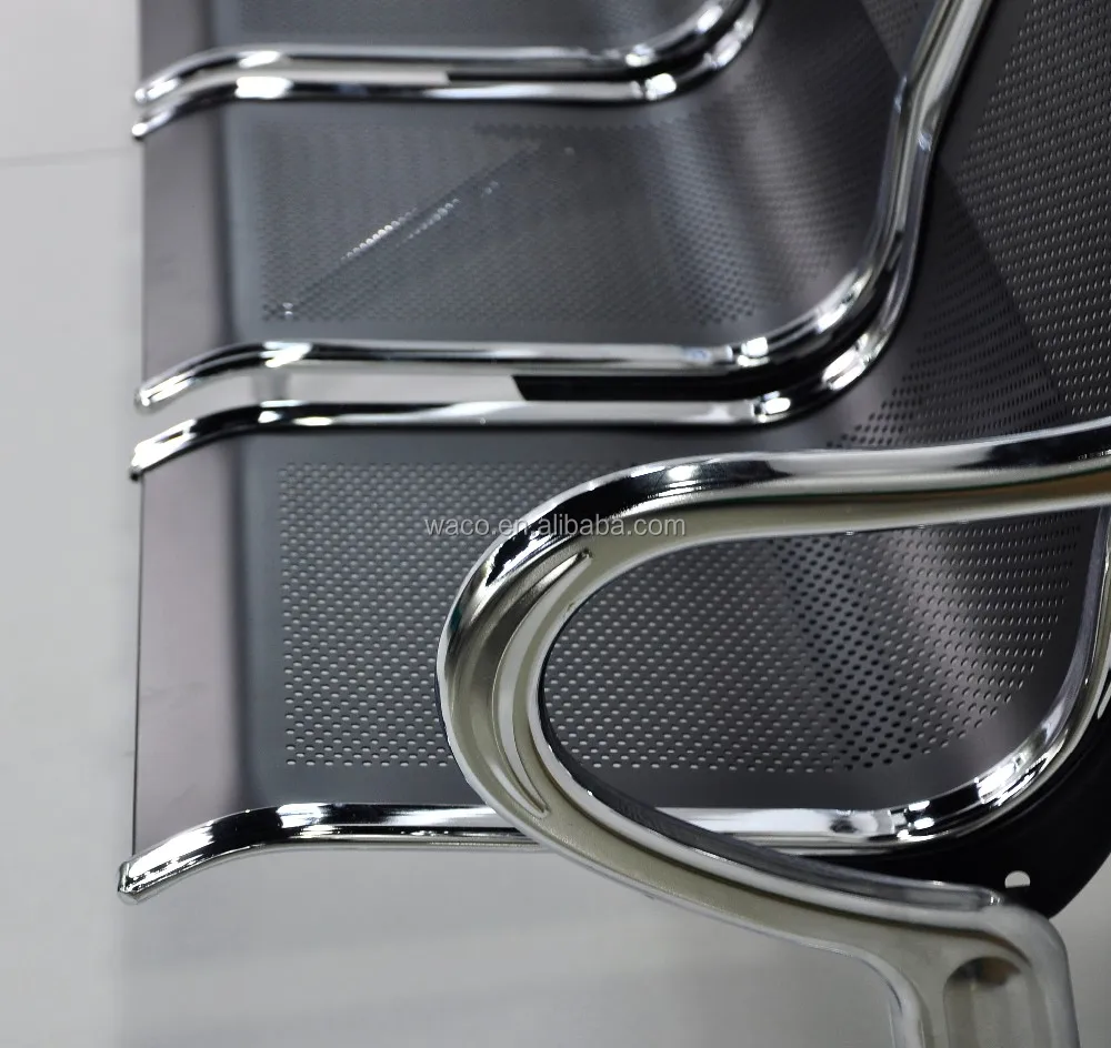 Customers 5 Seater Black Airport Waiting Bench Seats Gang Chair Waiting Area Airport Waiting Chair