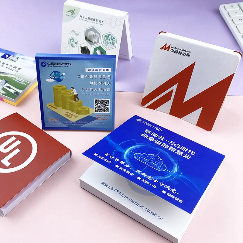 Custom Logo Printed Soft Cover Memo Pad, Promotional Gift Office Pocket Sticky Notes Notepad