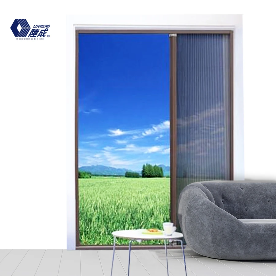 Factory wholesale fly screen door mosquito net pleated mesh for folding screen door