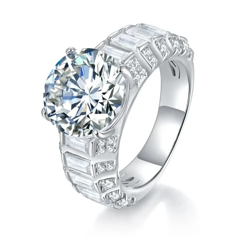5CT кольцо из муассанита новый дизайн 925 Ювелирное стерлингового серебра круглое с сертификатом GRA Круглый блестящий Муассанит