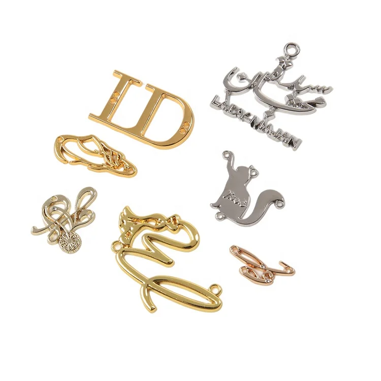 Wholesale Custom Engraved Brand Letters Name Round Garment Accessories Metal Logo Labels Tag for Clothing