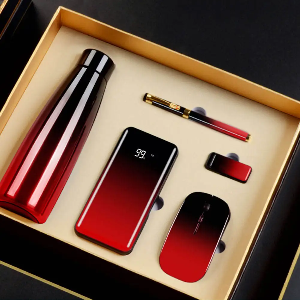 Holiday Gift Items  Christmas Gift Thermos Cup Power Bank USB Mouse Notebook Pen Set