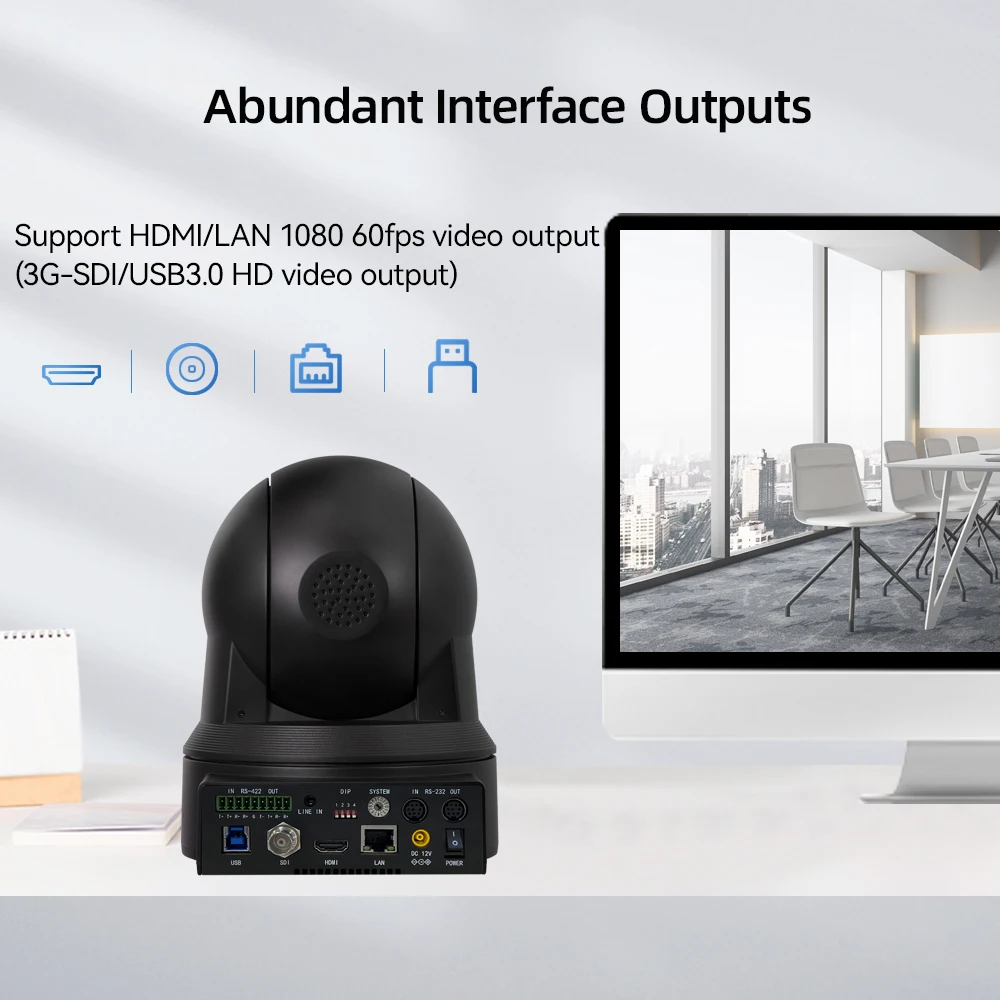 JJTS NDI AI Auto-Tracking Live Streaming 30X Optical Zoom SDI/HDMI/USB Video Conference Room Camera FHD 1080P 60FPS for Church