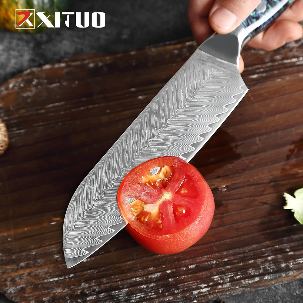 XITUO Chef Knife Drop shipping Damascus Steel Set Kitchen Knives 1-5 PCS Japanes Santoku Boning knife Shell Handle Free Shipping