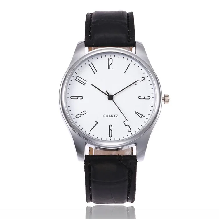 
Hot Selling Minimalist Business No Blue Glass 12 Numbers Leather Men Wrist Watch 