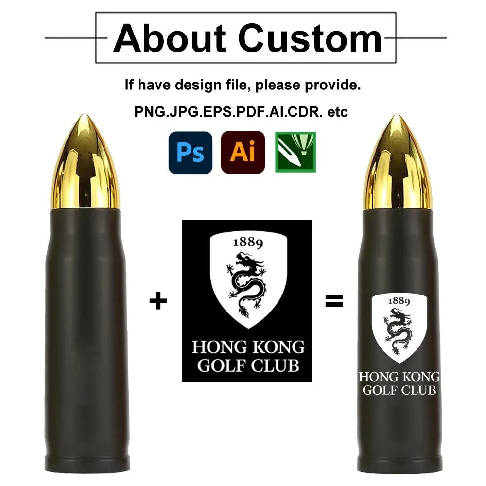 2023 Hot Custom 350ml500ml Rifle Style Lovers Gifts Souvenir Bullet Shaped Vacuum Thermo Flask Water Bottle