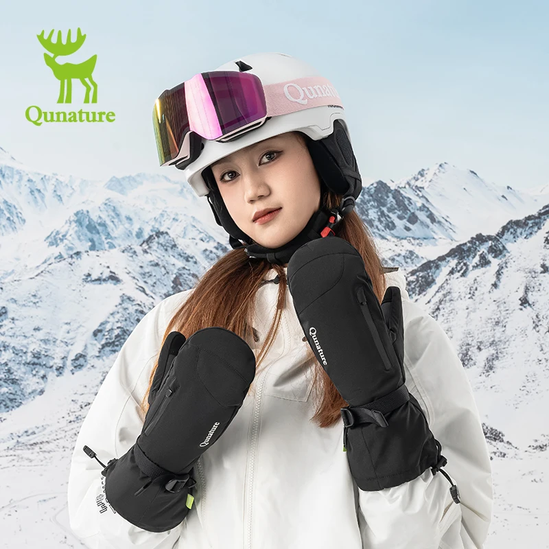 Qunature спортивные зимние лыжные перчатки на заказ сенсорный экран сноуборд водонепроницаемые дышащие варежки без пальцев
