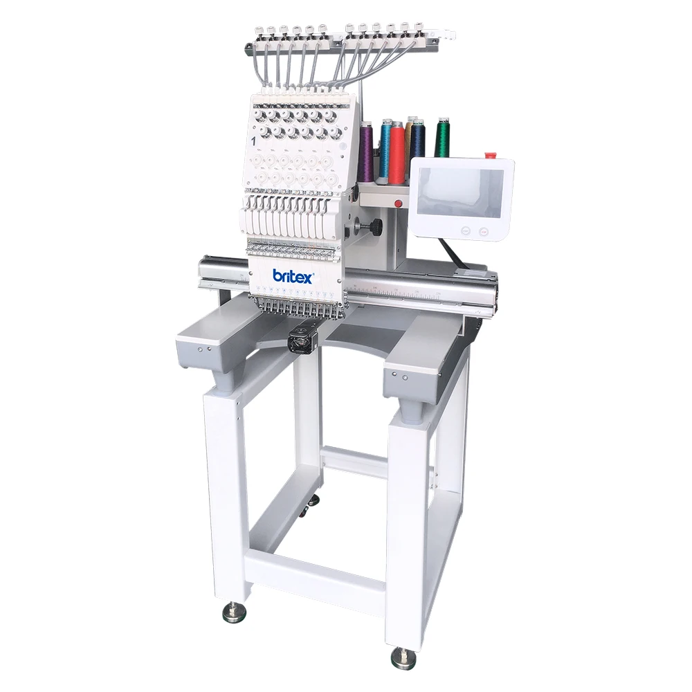 High quality britex BR-1201 1 single Head 12 Needles Computerized Flat Embroidery Machine , Cap Embroidery Machine