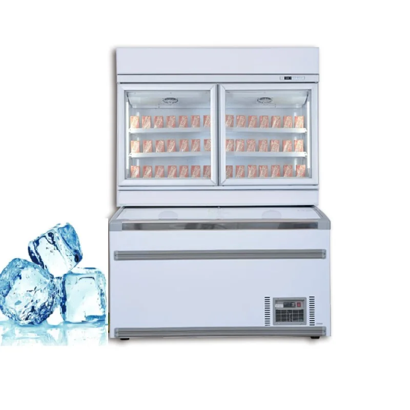 MUXUE combine half freezer and refrigerator ice cream freezer chiller with freezer glass doors for convenience store