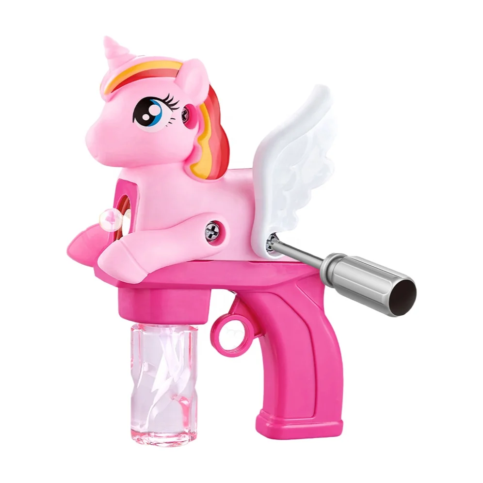 Electric toys DIY disassembly unicorn bubble gun educational toys for kids outdoor toys with 2*60ML bubble water Bubble Bazooka