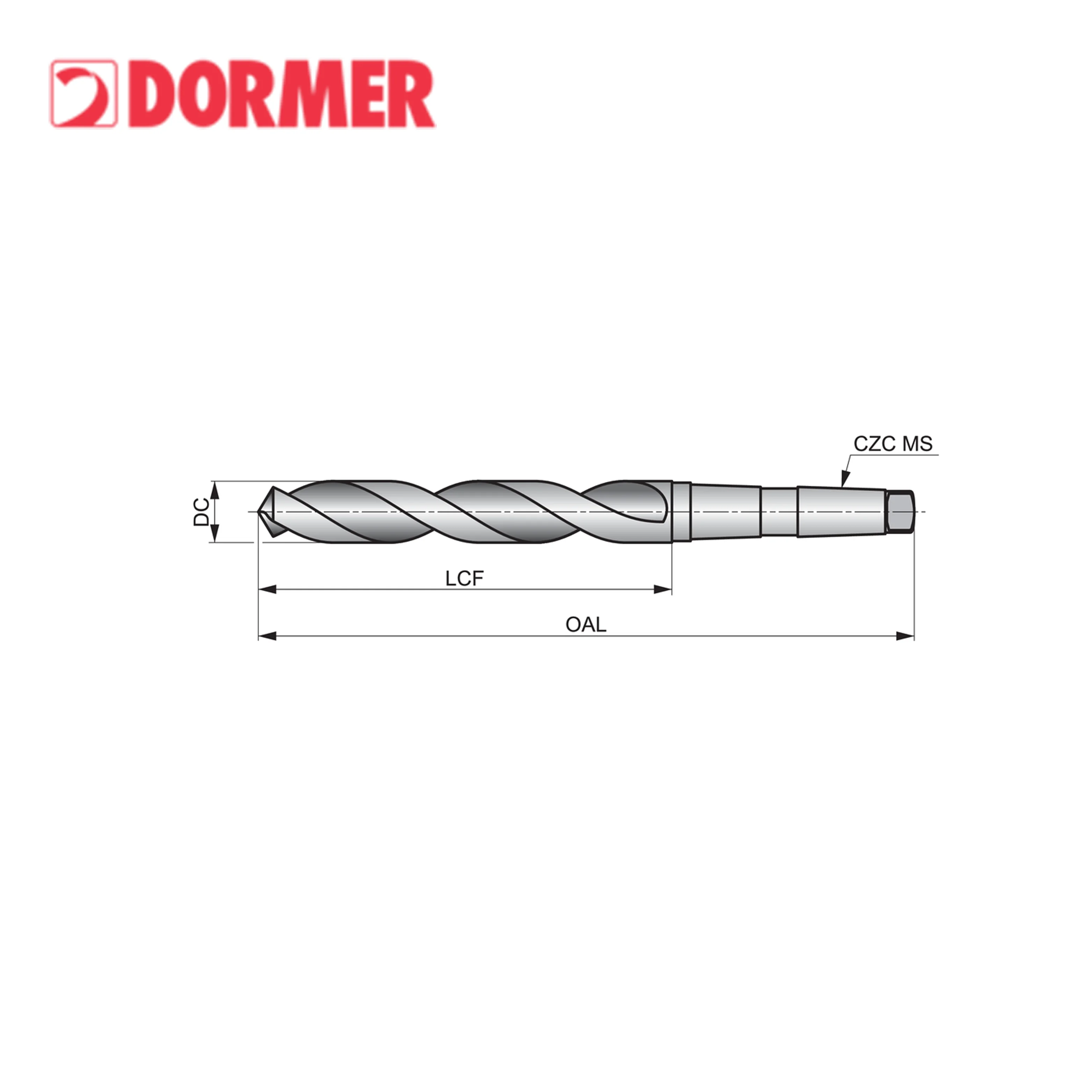 DORMER A530 Jobber length drill taper shank HSS with TiN coating for 4xD drilling