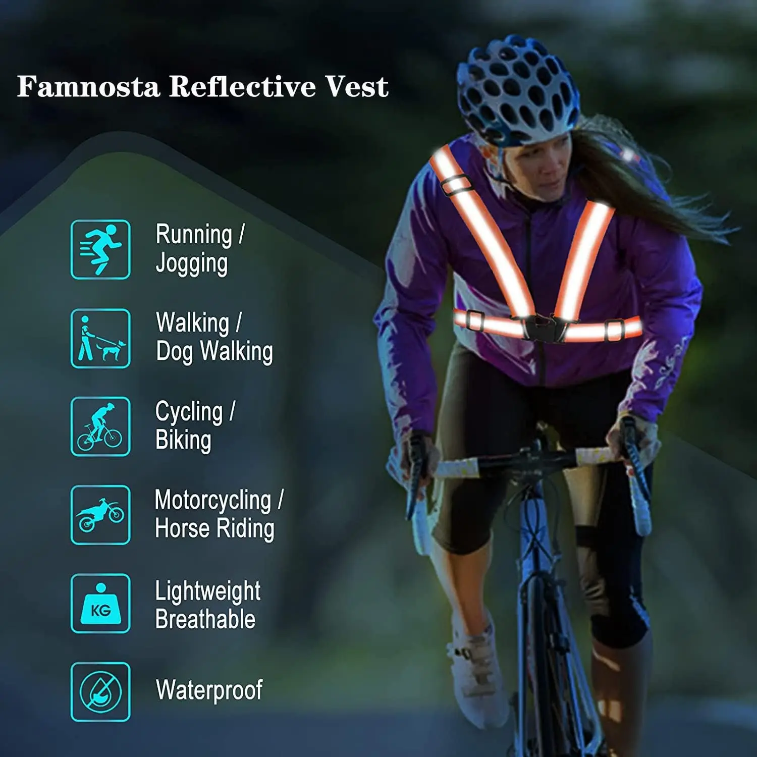 Custom Fluorescent Reflective Elastic Strap Safety Vest Belt With Logo Cheap Reflective Work Strap For Running and Cycling