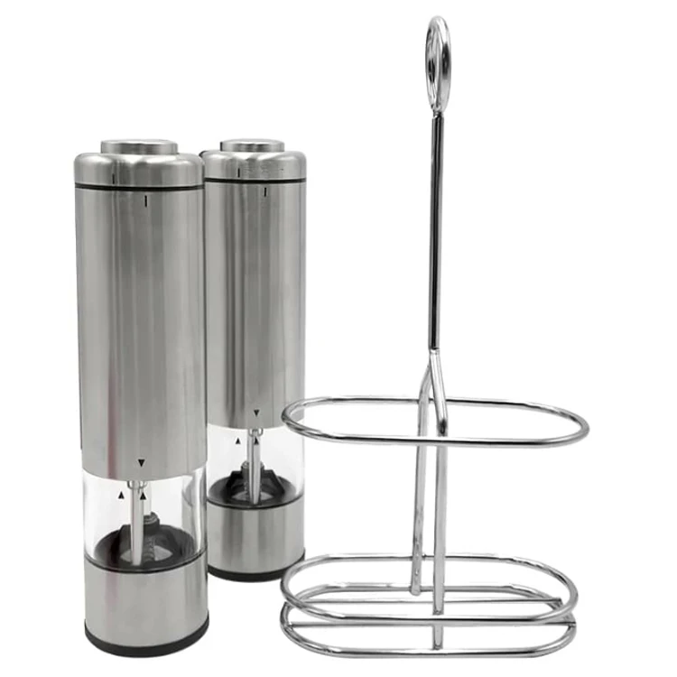 Electric Kitchen Stainless Steel Adjustable Coarseness Salt and Pepper Mill Set with Light