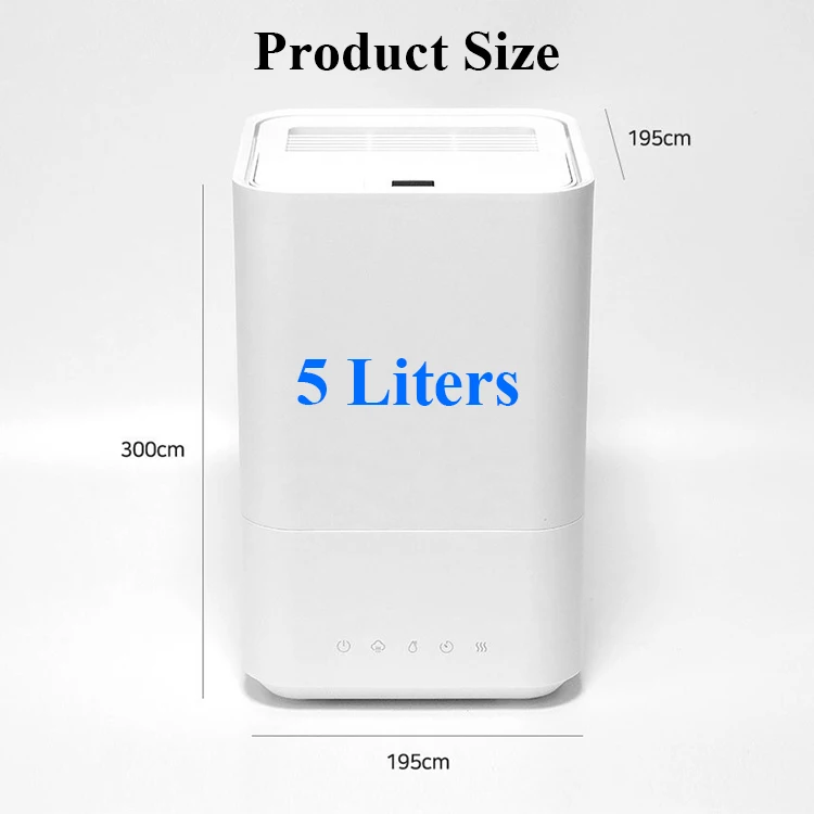 RUNAL Rrh930 5L Intelligent Constant Temperature And Humidity Indication Monitor Cool Warm Mist Smart Ultrasonic Air Humidifier