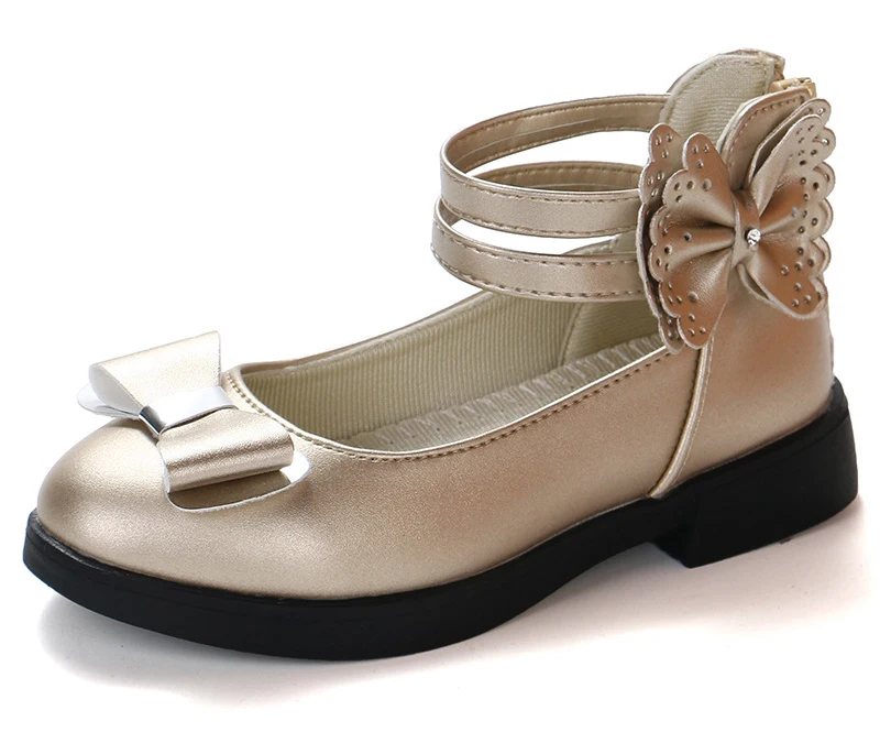 Модные дизайнерские туфли для девочек EVERTOP, вечерняя Обувь для выступлений с золотым бантом на плоской подошве