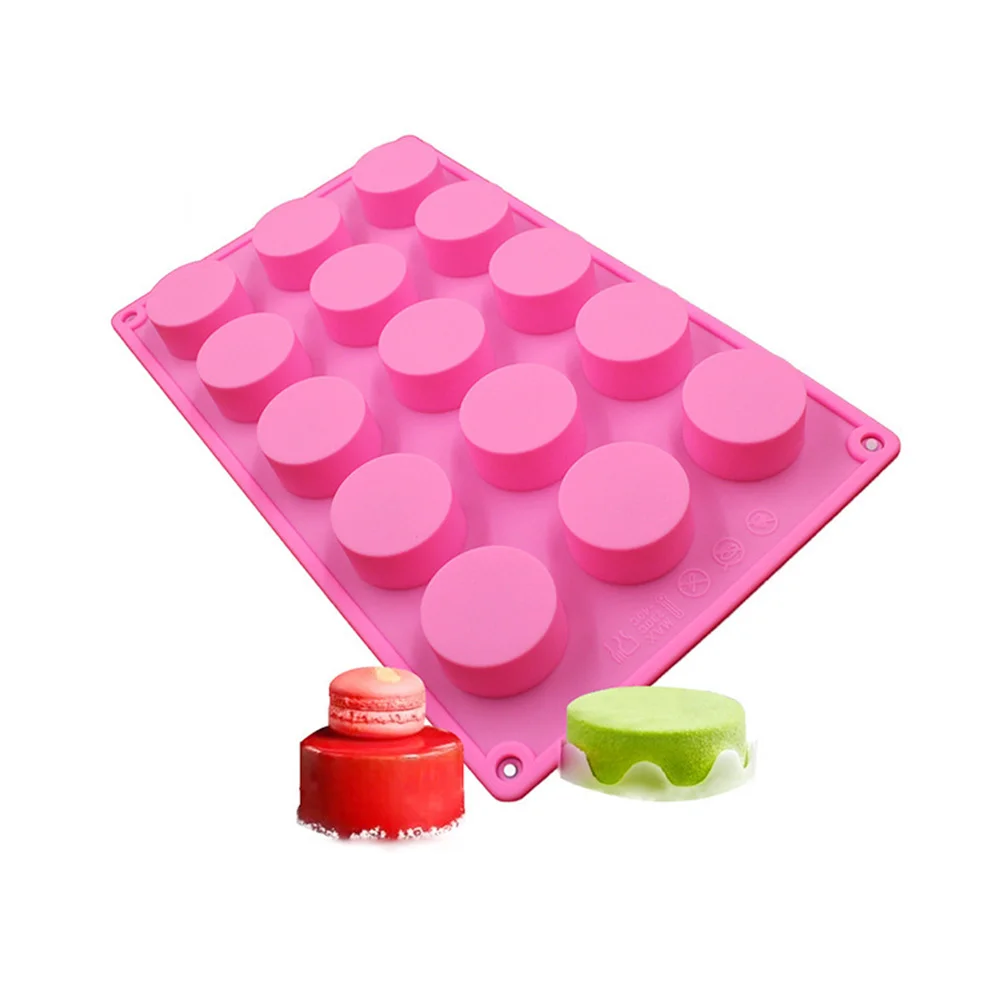 12 15 holes round Reusable silicone soap candle mould cake pan pudding molds cookie dessert chocolate mold cake baking tool