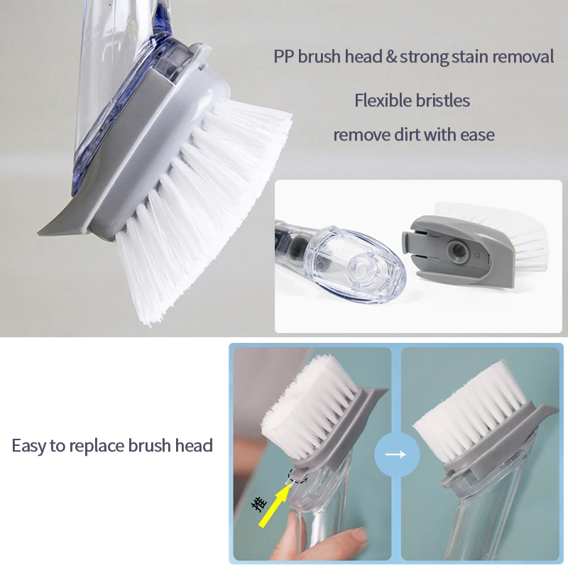 Unique multifunctional long handle cleaning brush dish scrubber with soap dispenser