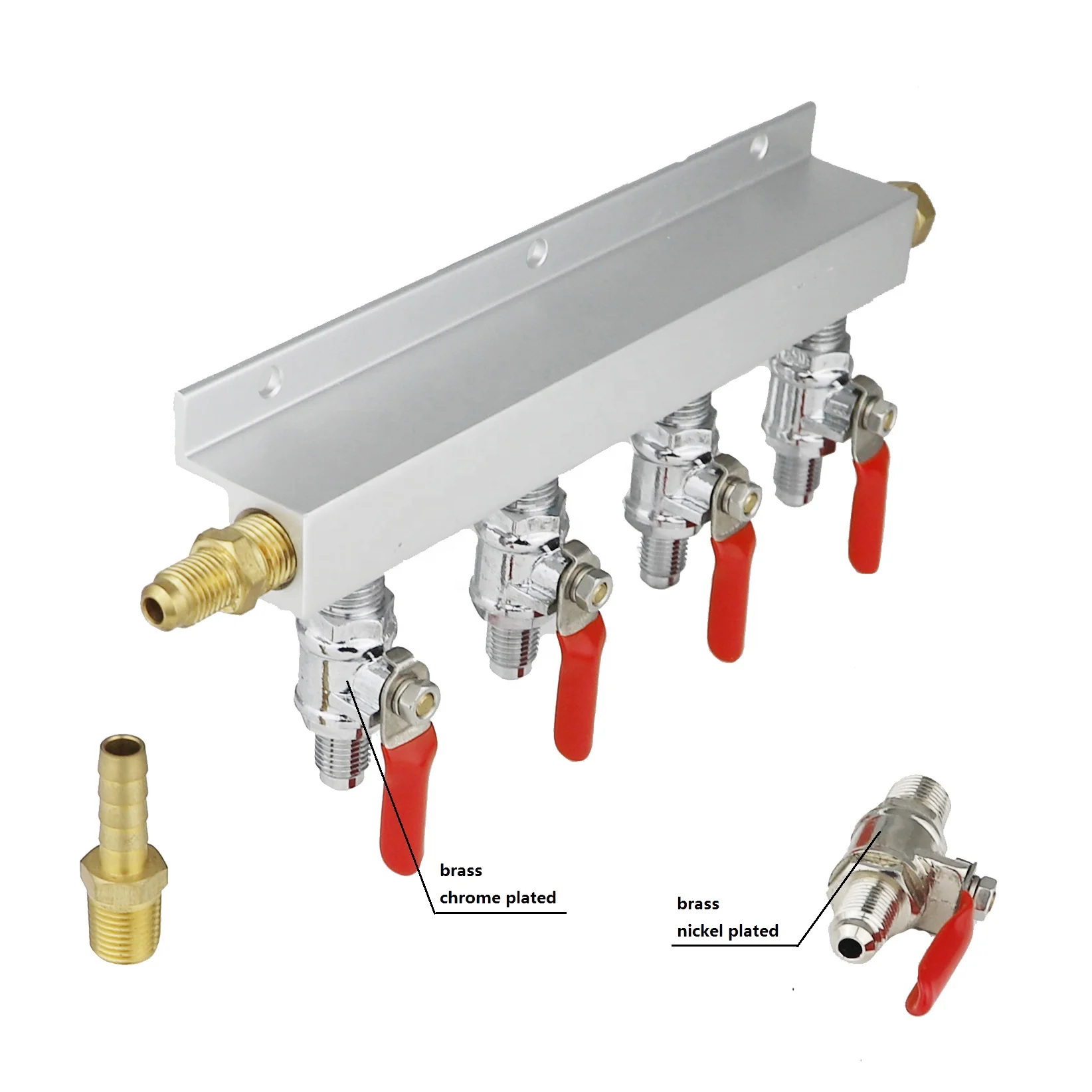 Home Brew Aluminum Regulator Carbon Beer Gas Distributor CO2 Manifold 4 way Air Distribution