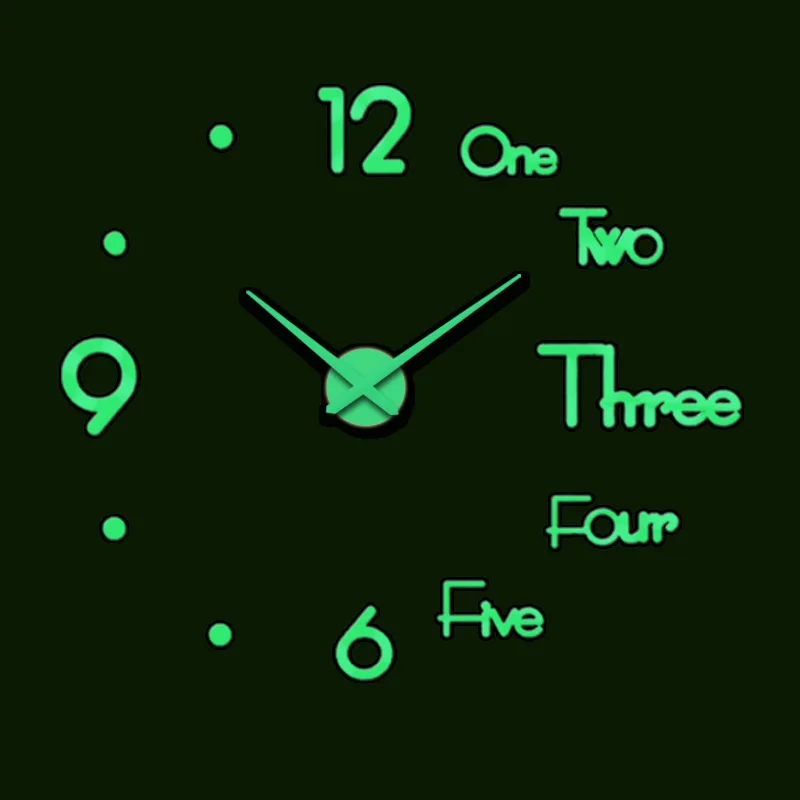 Wholesale 2022 Hot Quartz Acrylic Sticker Night Light Luminous Cheap Large DIY 3d Digital Home Decorative Modern Wall Clocks