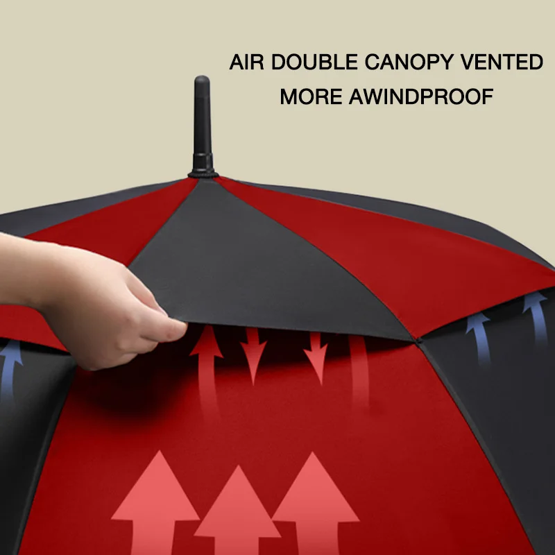 Kaan High Density Fabric air double canopy vented windproof outdoor luxury patio windproof golf umbrella wholesale umbrellas