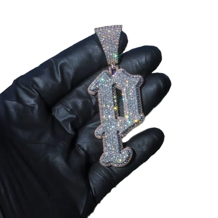 2022 New Design VVS Moissanite Iced Out Full Diamonds Letter Initial Name P Jewelry Personalized Good Quality Custom Pendants