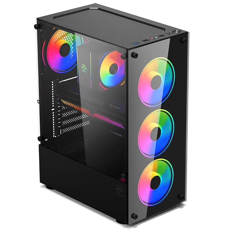 Игровой чехол для снеговика Mid Tower с сетчатой передней панелью RGB-вентиляторами и превосходным воздушным потоком захватывающих игр