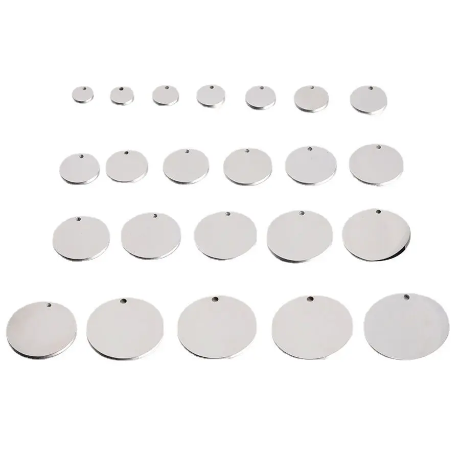 Wholesale Mirror Polished Custom Shiny Stainless Steel Silver Gold 15mm 18mm Blank Stamping Circle Disc Coin Charm Tags Pendant
