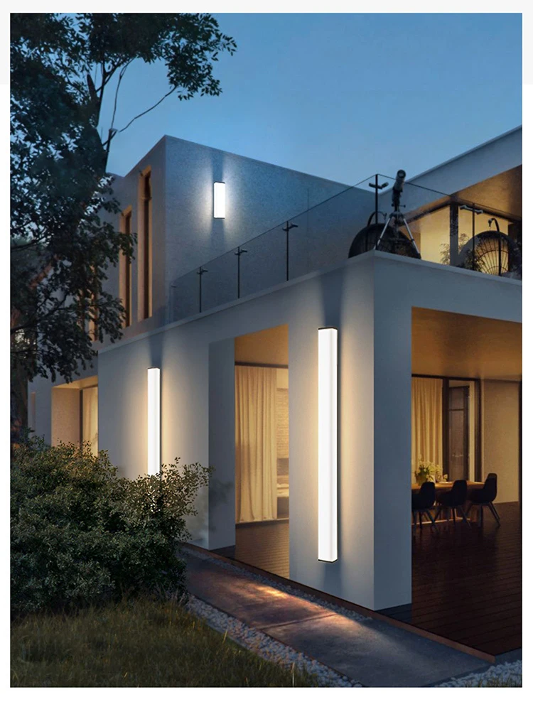 Stainless steel waterproof LED long wall lamp modern IP65 outdoor lighting Garden Villa balcony lamp decoration 110V 220V