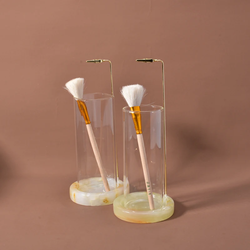 top sale yinhe stone unique design luxury marble onyx Incense stick Holder with Glass Ash Catcher anti-ash Incense Burner set