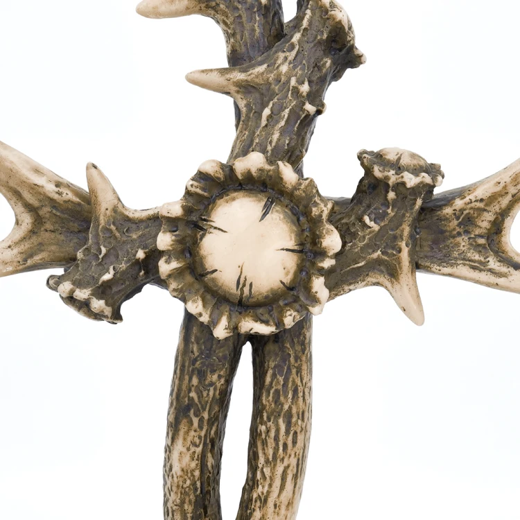 Custom Wholesale Resin Antler Table Cross Antler Decoration Religious Cross