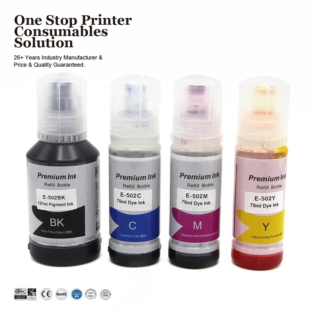  INK-мощность T5021 T502 502 премиум цвета совместимый объем бутылки на водной основе пополнения чернил для Epson ET-2750