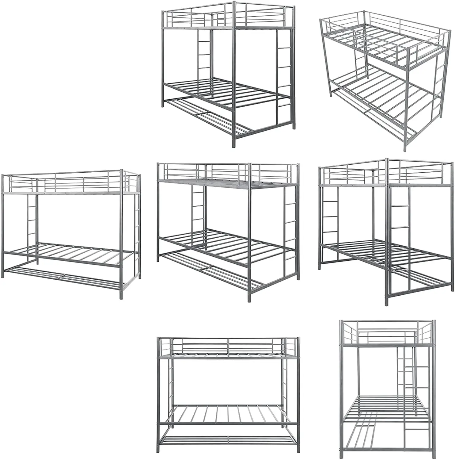 For Export Twin Over Twin bunk Bed with Storage, Metal Twin Size Bunk Beds Frame with Stairs Full-Length Guardrail Space-Saving