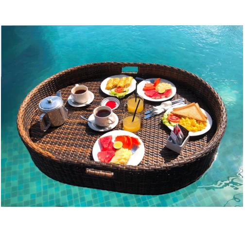 Woven Eco friendly decorative serving tea and coffee rattan tray with minimalist pattern design Ms. Krystal WA +84587176063