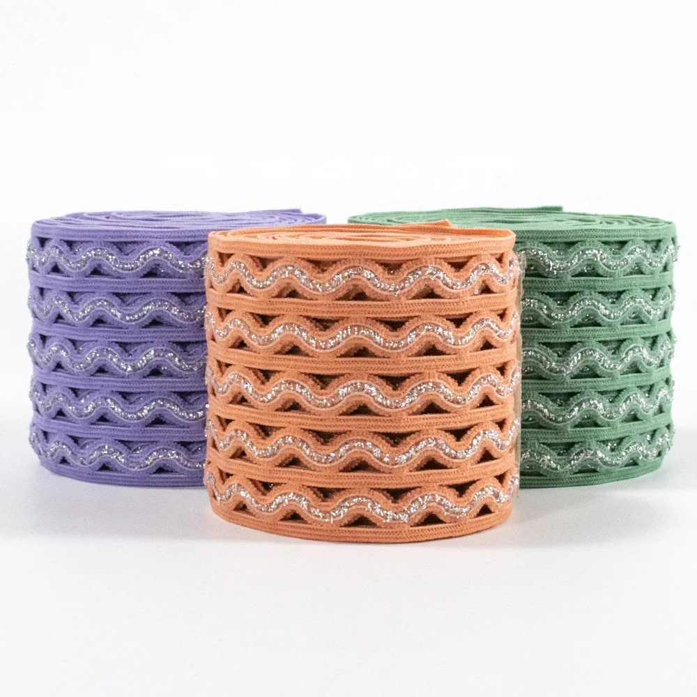 OEM полиэстер волнистый узор picot edge кружевная отделка эластичная зубчатая лента для одежды платья купальников