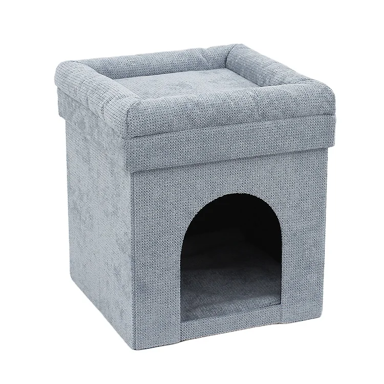 RTS sanding fabrics foldable pet bed/cat house pet functional customized animal folding storage ottoman
