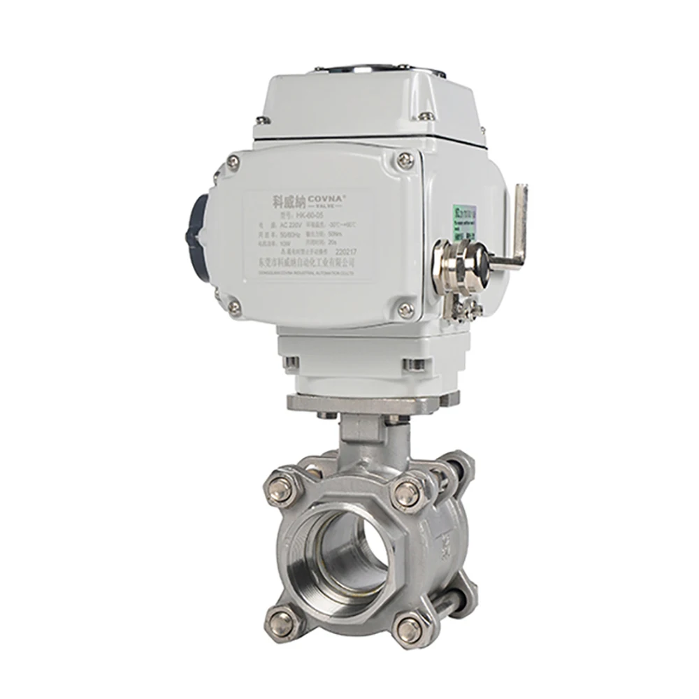 COVNA 2 Way 12V 3 Piece Ball Valve On Off Electric Motorized Actuator Water Flow Control Ball Valve