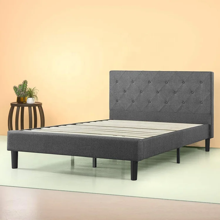 
Modern home furniture wooden queen size double upholstered big platform tufted white chesterfield bed 