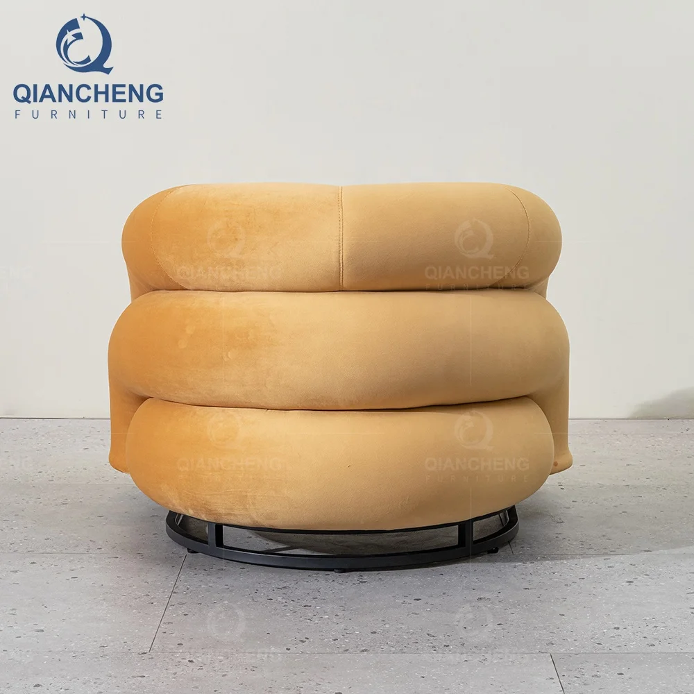Buy Furniture From China on Line Nordic Simple Fabric Leisure Dining Room Chair Single Seater Armrest Sofa Chair