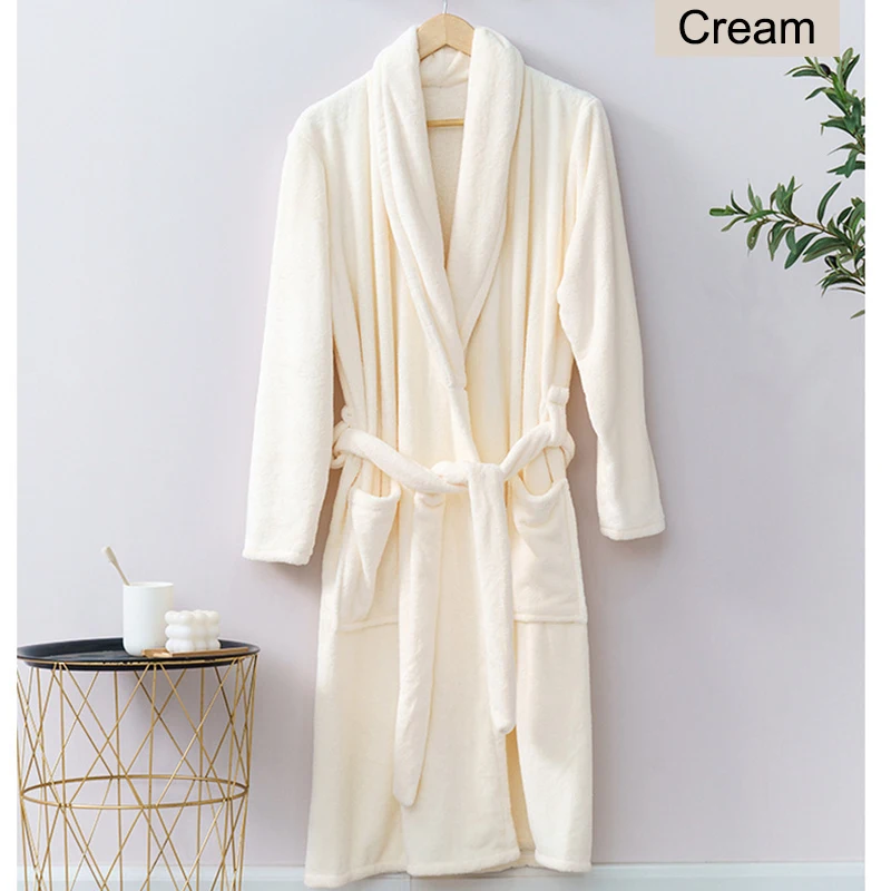 Luxury customized autumn/winter long robe soft absorbent adult five star hotels SPA coral fleece bathrobe for men and women
