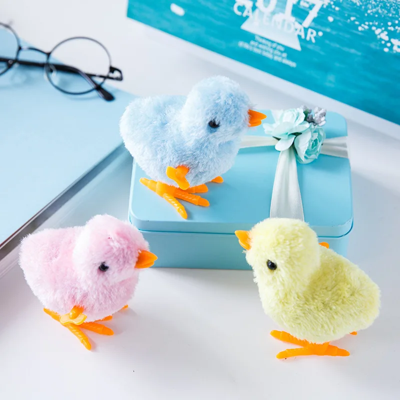 2024 Creative Wholesale High Quality Cute Chick Shaped Plush Toys Interesting Clockwork Small Toys For Kids