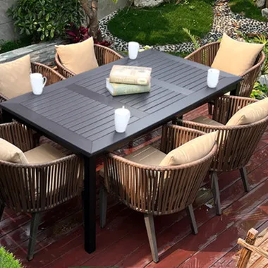 modern luxury fashion furniture outdoor plastic wood dining garden outdoor table for sale