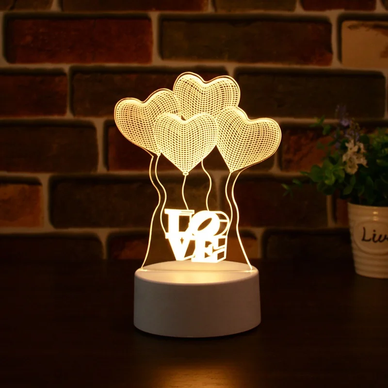 Custom Photo Creative 3D Illusion Anime Lamparas Acrylic Table Desk Base LED Christmas Lamp Kids Room Decor Night Light