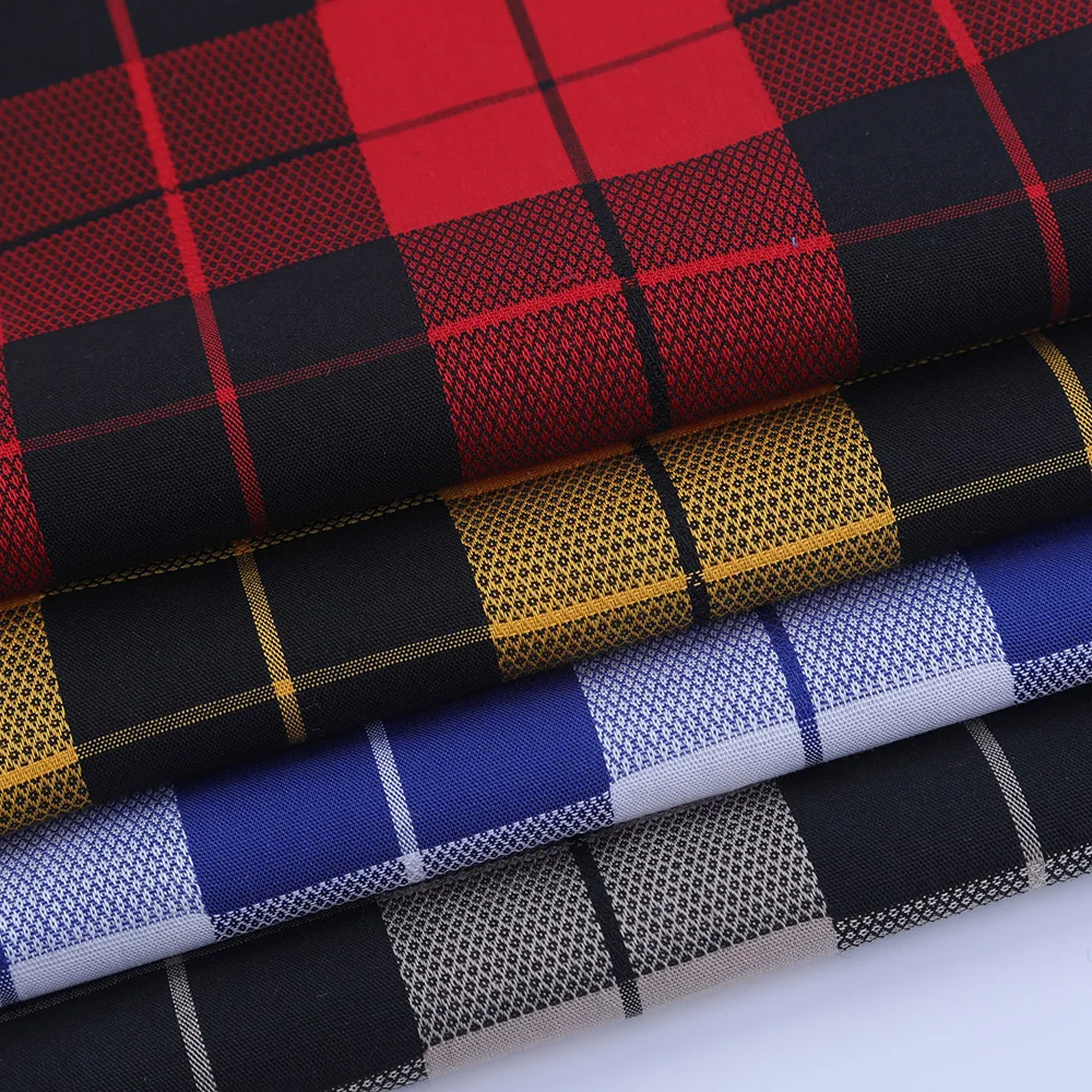 fancy checked yarn dyed shirting fabrics 100 cotton low moq